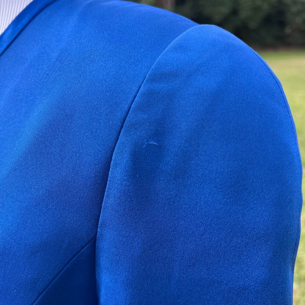 Carolina Herrara Vintage Cobalt Blue Drop Waist Flounce Dress sz 10 - Picture 8 of 11